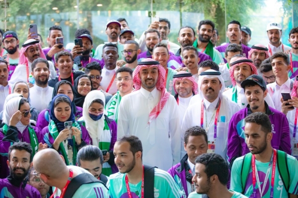 Minister of Sports Prince Abdulaziz Bin Turki Al-Faisal paid tribute to all Saudi female and male youths who are voluntarily taking part in events and activities on the sidelines of Qatar World Cup.