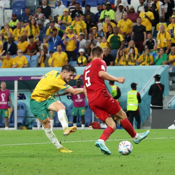 Australian winger Mathew Leckie scored on a quick counter attack in the 60th minute to send the Socceroos to the knockout stage in Qatar. (@FIFAWorldCup) 
