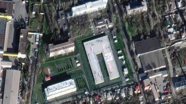 The newly constructed Russian military base in Mariupol suggests Russia is seeking to dig in in the city. — courtesy Maxar