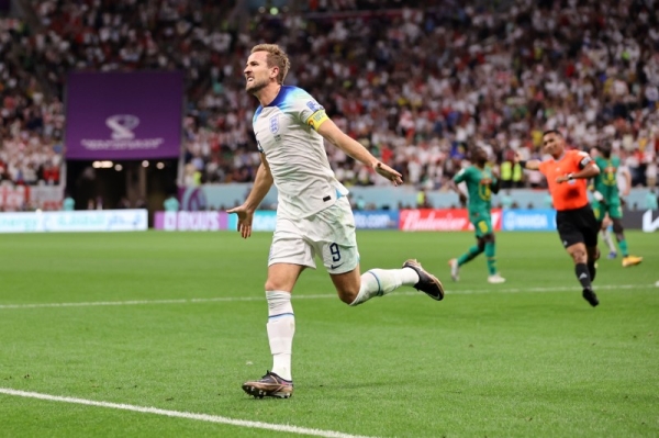 England star Harry Kane scored his first goal in Qatar 2022 in injury time in the first half on a quick counter attack. (@FIFAWorldCup)