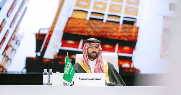 Minister of Culture Prince Badr Bin Abdullah Bin Farhan, chairman of the National Committee for Education, Culture and Science, speaks at the 23rd Conference of Arab Culture Ministers in Riyadh Wednesday.