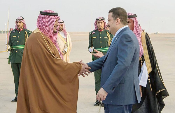 Iraq’s Prime Minister Mohammed Shia Al-Sudani was received at the King Khalid International Airport by Prince Mohammed Bin Abdulrahman, deputy governor of Riyadh Region.