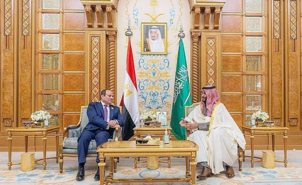 Crown Prince and Prime Minister Prince Mohammed Bin Salman met here Friday with President Abdel Fattah El-Sisi of Egypt, on the sidelines of the Riyadh Arab-China Summit for Cooperation and Development.