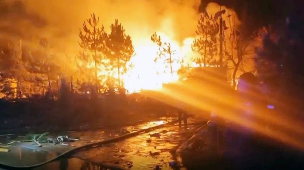 Moscow-backed authorities in Melitopol posted images of a fire. — courtesy Balitsky