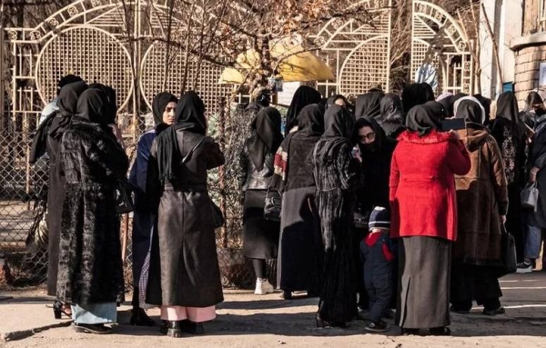 Female university students were stopped by Taliban security personnel in Kabul on Wednesday.