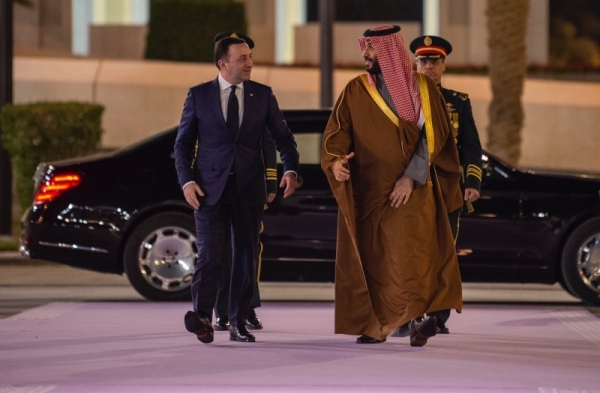 Crown Prince and Prime Minister Mohammed Bin Salman received on Wednesday the Prime Minister of Georgia Irakli Garibashvili in Riyadh.