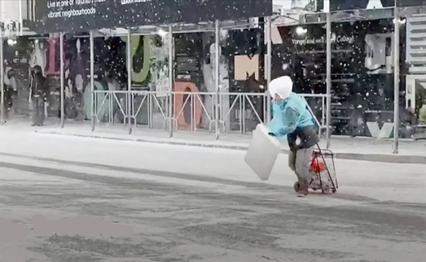 A holiday shopper in Toronto braves the an Arctic blast that gripped much of the United States and Canada on Saturday.