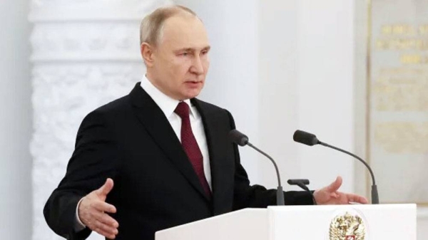 Russian President Vladimir Putin is seen speaking in this file photo.