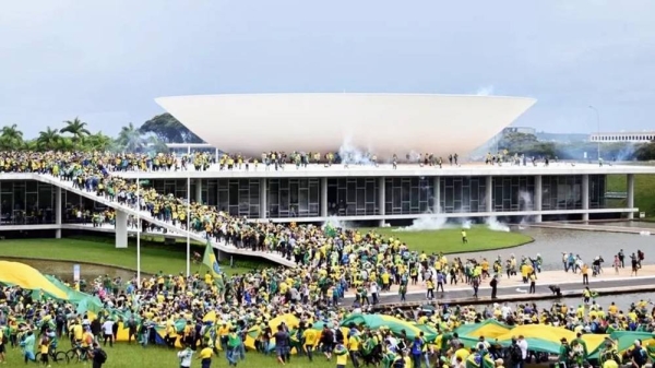 Supporters of Brazilian former President Jair Bolsonaro hold a demonstration at the Esplanada dos Ministerios in Brasilia on Sunday.— courtesy Getty Images