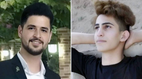 Composite image showing Mohammad Ghobadlou (L) and Mohammad Boroughani (R). Human rights activists say Ghobadlou and Boroughani were sentenced to death after “sham trials”. — courtesy Twitter