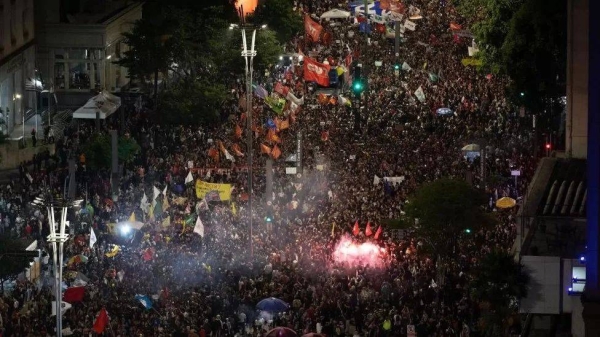 The scene in Sao Paulo on Monday night