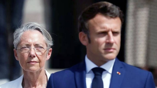 French President Emmanuel Macron, right, and French Prime Minister Elisabeth Borne in this file photo.