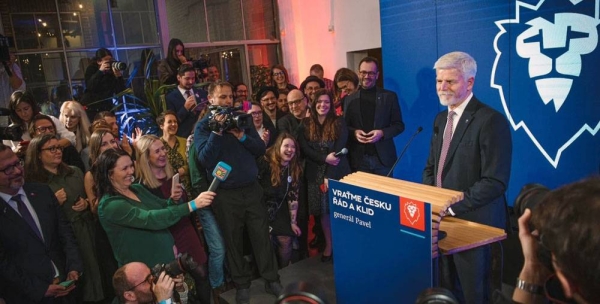 Petr Pavel speaks to reporters following his first-round election victory. — courtesy Facebook /Gen. Pavel