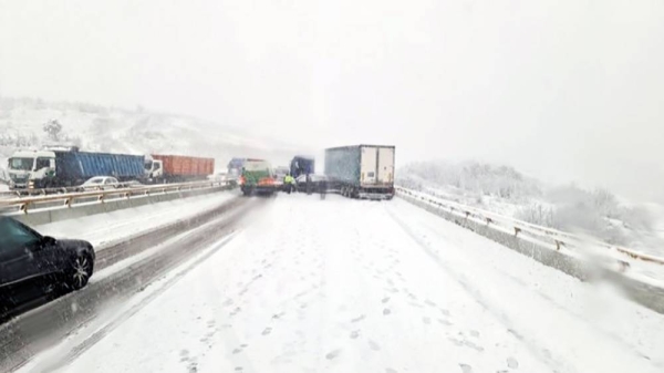 A scene from Slovenia highway that is snow covered. — courtesy Facebook