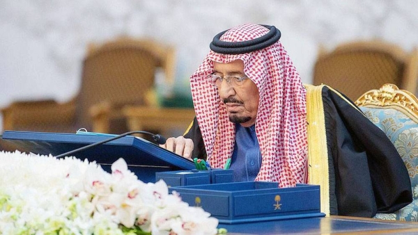 Custodian of the Two Holy Mosques King Salman chairs the Cabinet's session on Tuesday afternoon at Irqah Palace in Riyadh.