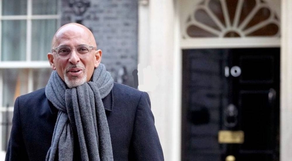 File photo shows Nadhim Zahawi standing before 10 Downing Street in London.