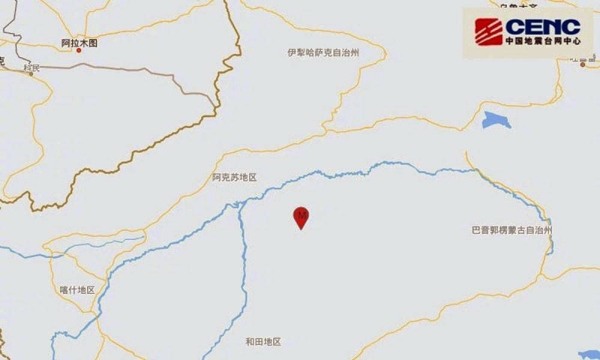 A 6.1-magnitude-earthquake hit Shaya county of Aksu Prefecture in Northwest China’s Xinjiang region at 7:49 a,m, on Monday. — courtesy CENC