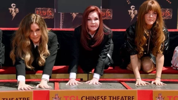 (From left) Lisa Marie Presley, Priscilla Presley, RIley Keough
