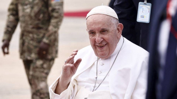 Pope Francis arrived in South Sudan on Friday from neighboring Democratic Republic of Congo