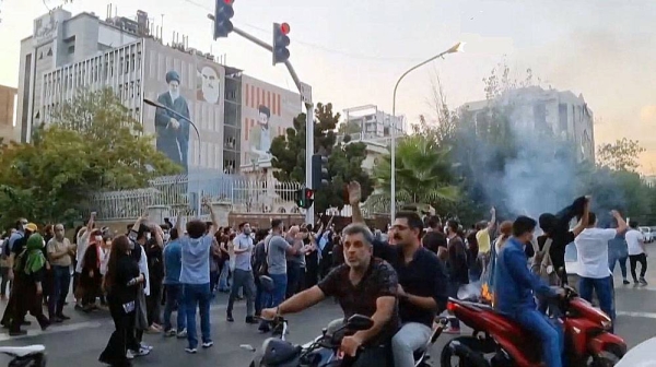 File photo shows recent protests in Tehran.