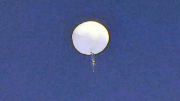 The first balloon, which was spotted over the United States, before it was shot down off the South Carolina coast