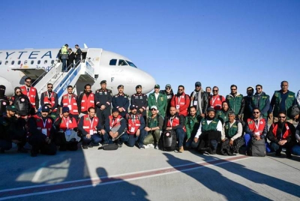 Saudi rescue teams and relief supplies reach Adana Airport in the quake-hit Turkish region. 

