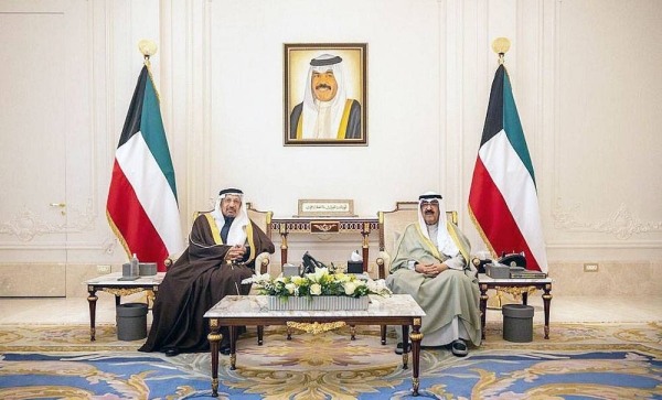 Kuwait Crown Prince Sheikh Mishal Al-Ahmad Al-Jaber Al-Sabah received Monday at Bayan Palace in the capital city of Kuwait Minister of Investment Eng. Khalid bin Abdulaziz Al-Falih.