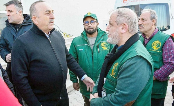 Turkiye Foreign Minister Mevlüt Çavuşoğlu meets with the delegation of KSrelief and the Saudi Red Crescent taking part in the process of helping the victims of earthquakes in Syria and Turkiye,