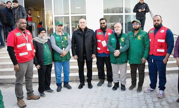 Turkiye Foreign Minister Mevlüt Çavuşoğlu meets with the delegation of KSrelief and the Saudi Red Crescent taking part in the process of helping the victims of earthquakes in Syria and Turkiye,