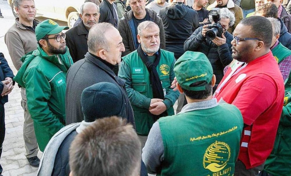 Turkiye Foreign Minister Mevlüt Çavuşoğlu meets with the delegation of KSrelief and the Saudi Red Crescent taking part in the process of helping the victims of earthquakes in Syria and Turkiye,