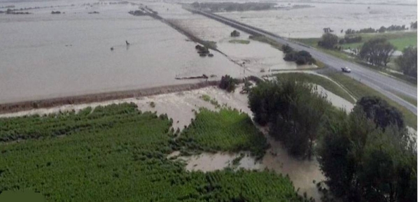 Aerial footage reveals the extent of flooding in Hawke’s Bay in New Zealand’s east.