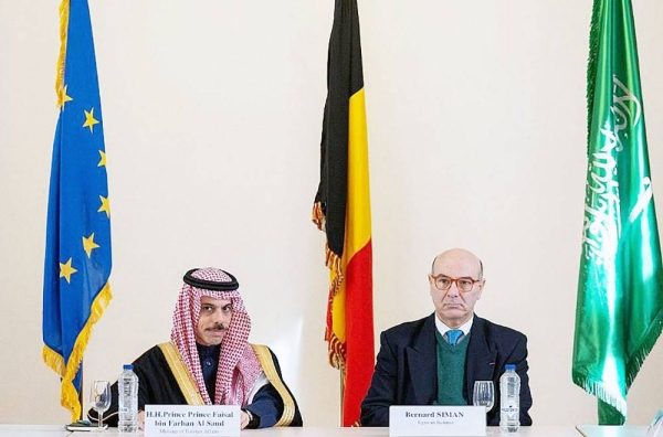 Minister of Foreign Affairs Prince Faisal Bin Farhan Bin Abdullah met Tuesday, during his official visit to Brussels, with several heads and members of think tanks and research centers.