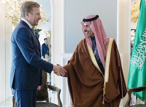 Minister of Foreign Affairs Prince Faisal Bin Farhan Bin Abdullah met Sunday with German Chancellery Foreign and Security Policy Advisor Jens Ploetner, on the sidelines of the Munich Security Conference in Germany.