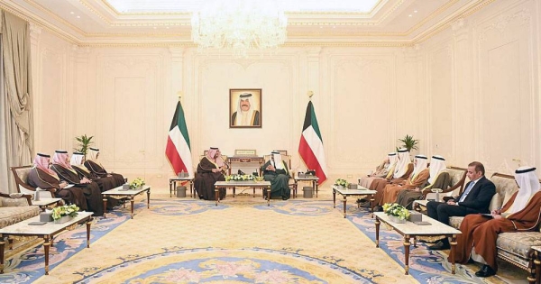 Kuwait Crown Prince Sheikh Mishaal Al-Ahmed Al-Jaber Al-Sabah received Saudi Minister of State and Cabinet Member Prince Turki Bin Mohammad Bin Fahd and his accompanying delegation at Bayan Palace Monday.