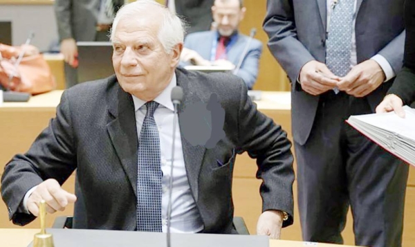 European Union foreign policy chief Josep Borrell at a meeting of EU foreign ministers at the European Council building in Brussels.