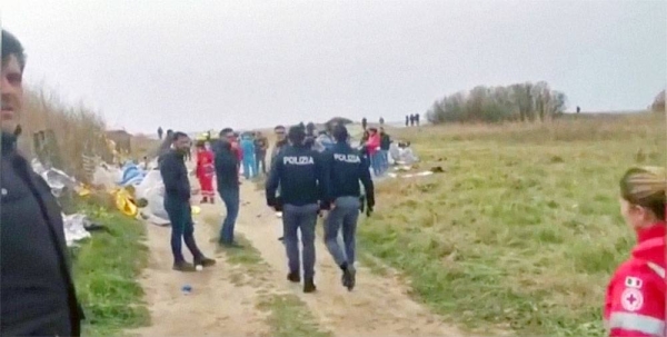 Footage shows Italian emergency services helping survivors.