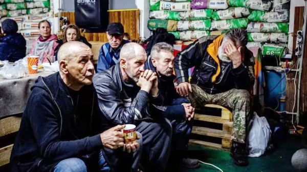 Civilians taking refuge in a humanitarian aid center in Bakhmut, Ukraine on Monday. — courtesy AFP