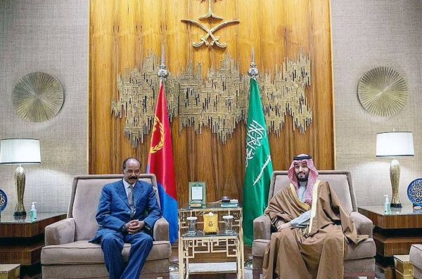 Crown Prince and Prime Minister Mohammed Bin Salman met in Riyadh Wednesday with President Isaias Afwerki of the State of Eritrea.
