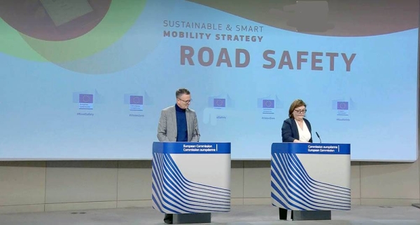 Adina Vălean, the European Commissioner for Transport, announcing plans to improve road safety across the EU, including a reshaping of the driving test systems.