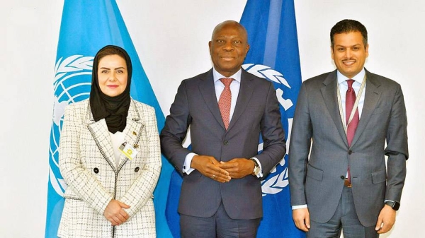 HRC President Dr. Hala Bint Mazyad Al-Tuwaijri held a meeting at the headquarters of the International Labor Organization (ILO) in Geneva with ILO Director-General Gilbert F. Houngbo.