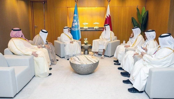 Qatar Emir Sheikh Tamim Bin Hamad Al Thani has received Minister of Economy and Planning Faisal Bin Fadhil Al Ibrahim on the sidelines of the Fifth United Nations Conference on the Least Developed Countries (LDC5) in Doha, Qatar.