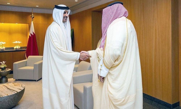 Qatar Emir Sheikh Tamim Bin Hamad Al Thani has received Minister of Economy and Planning Faisal Bin Fadhil Al Ibrahim on the sidelines of the Fifth United Nations Conference on the Least Developed Countries (LDC5) in Doha, Qatar.