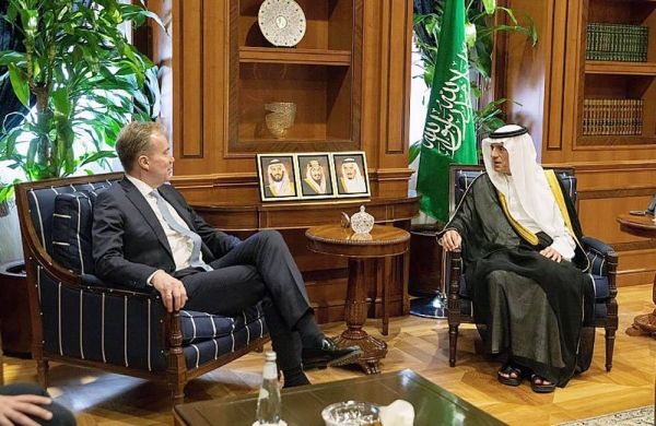 Minister of State for Foreign Affairs, Cabinet Member and Climate Affairs Envoy Adel Bin Ahmed Al-Jubeir received Tuesday President of the World Economic Forum Børge Brende.