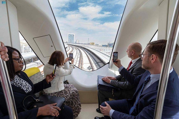 The BIE delegation taking took a ride on Line 4 of the soon-to-be-launched Riyadh Metro network