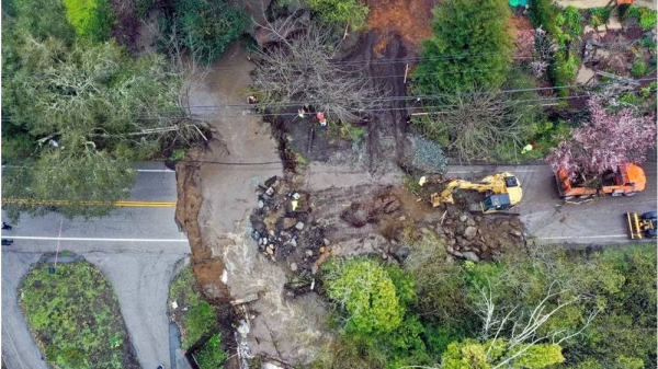 Flooding washed away a major road in coastal Santa Cruz County on Friday. — courtesy Getty Images