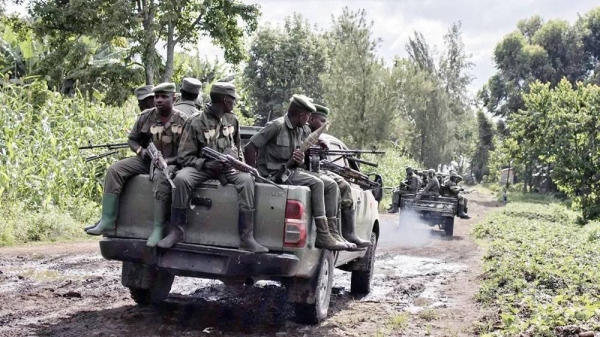 M23 soldiers leave Rumangabo camp after a meeting with East African regional force officials, DR Congo in this file photo. — courtesy AFP