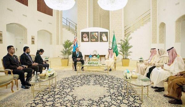 Minister of Foreign Affairs Prince Faisal Bin Farhan Bin Abdullah received on Sunday in Riyadh the Prime Minister of Tuvalu Kausea Natano.