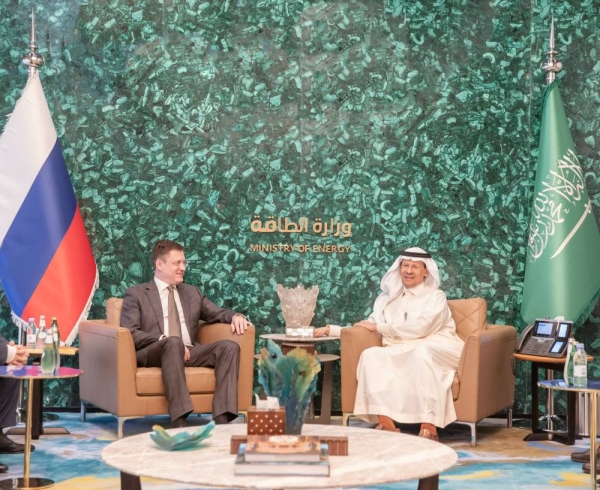 Saudi Energy Minister Prince Abdulaziz bin Salman meets in Riyadh with Alexander Novak, Deputy Prime Minister of the Russian Federation.