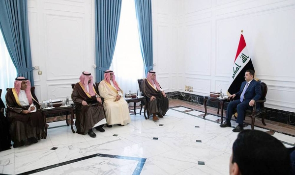 Minister of Commerce and Chairman of the Board of Directors of the General Authority for Foreign Trade Dr. Majid Bin Abdullah Al-Qasabi meets with Iraqi Prime Minister Mohammed Shia Al-Sudani and other officials.
