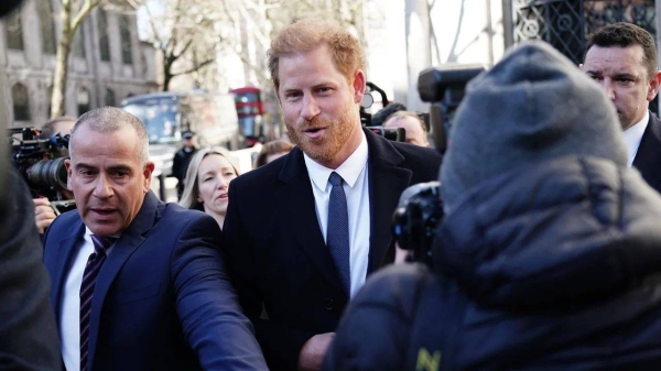 The Duke of Sussex arrives at the Royal Courts Of Justice in central London on Monday